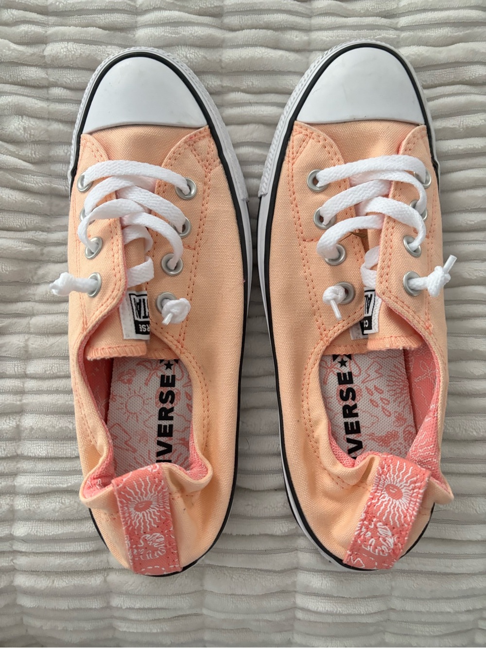 Converse Peach Canvas Low Top Sneakers